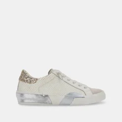 Zina Sneakers Off White Embossed Leather