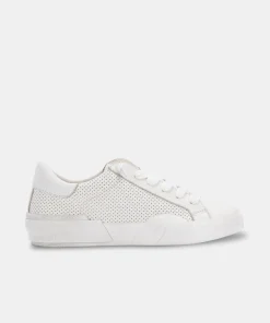 Zina Sneakers White Perforated Leather
