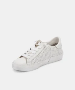 Zina Sneakers White Perforated Leather