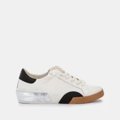 Zina Wide Sneakers White Black Leather
